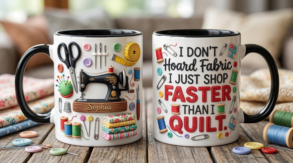Personalized Sewing Machine Mug, 3d Effect Crochet Lover Coffee Cup, Mothers Day Gift for Mom Grandma - image 4