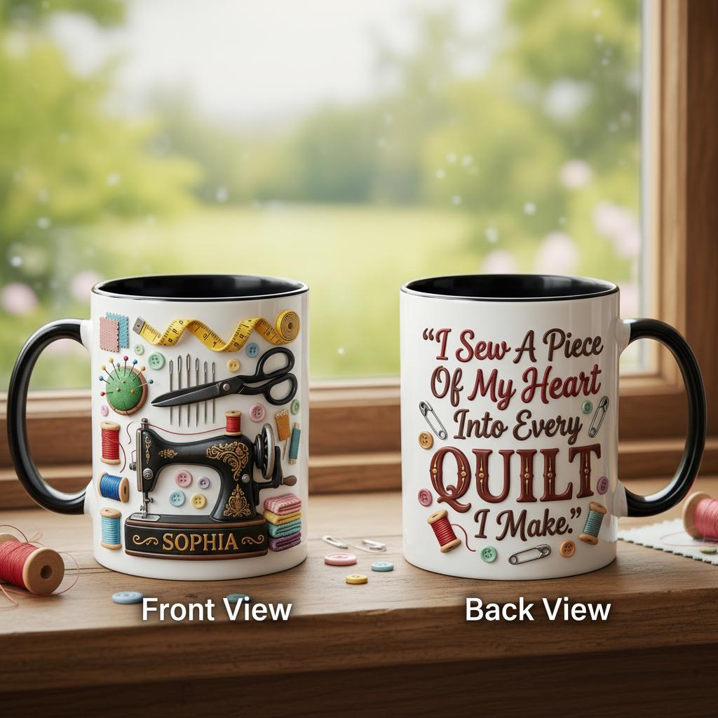 Personalized Sewing Machine Mug, 3d Effect Crochet Lover Coffee Cup, Mothers Day Gift for Mom Grandma - image 3