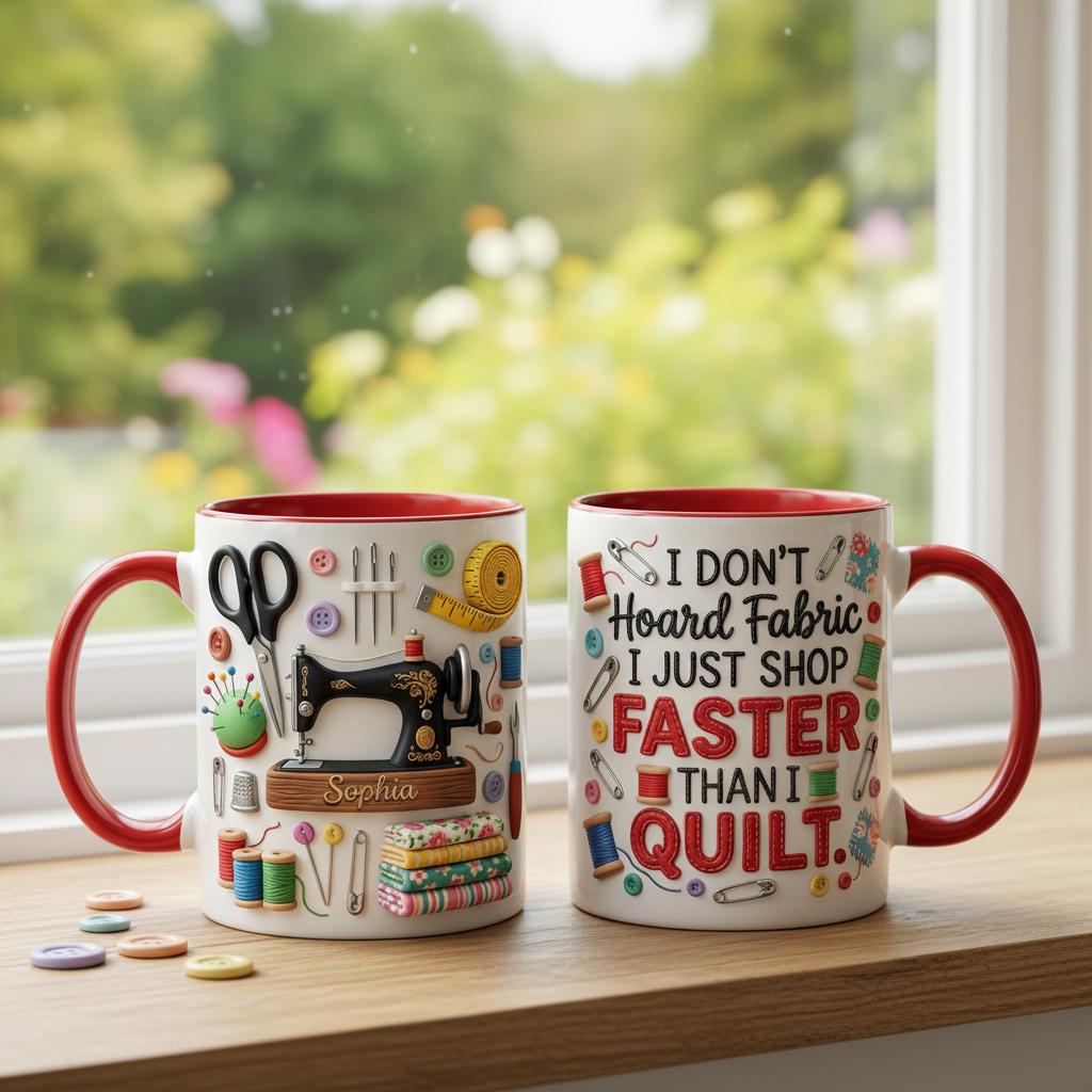 Personalized Sewing Mug, Custom Crochet Lover  Coffee Cup, Mothers Day Gift for Mom Grandma - image 3