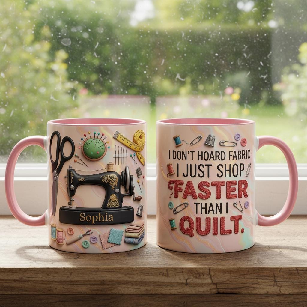 Personalized Sewing Mug, Custom Quilting Knitting Lover Coffee Cup, Mothers Day Gift for Mom Grandma - image 2
