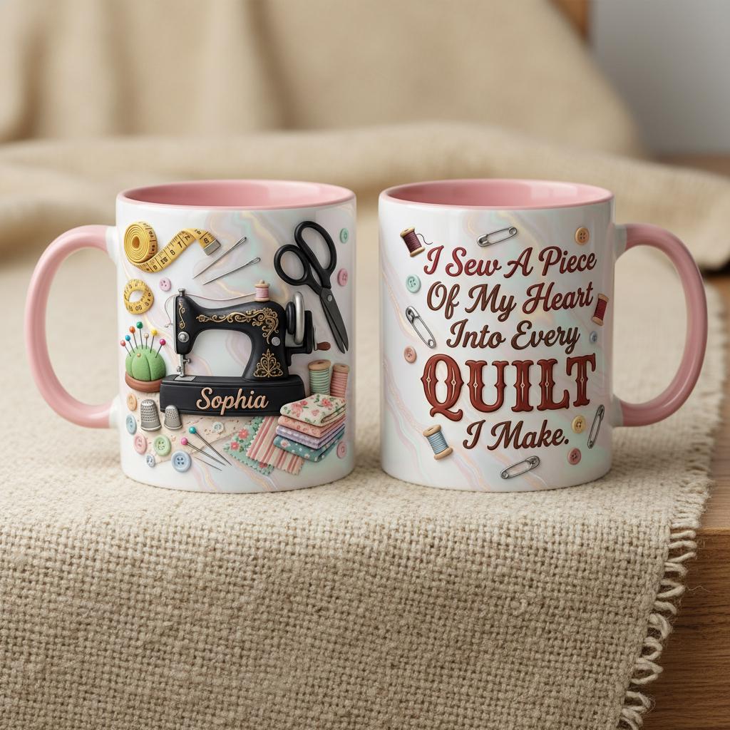 Personalized Sewing Mug, Custom Crochet Lover  Coffee Cup, Mothers Day Gift for Mom Grandma
