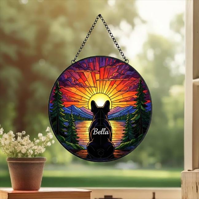 Custom  French Bulldog Memorial Suncatcher, Pet Memorial Gift, Loss of Pet Sympathy Gift, Dog Loss Gift,  Gift For Dog Lovers