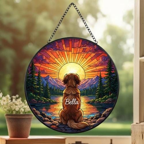 Custom  Golden Retriever dog Memorial Suncatcher, Pet Memorial Gift, Loss of Pet Sympathy Gift, Dog Loss Gift,  Gift For Dog Lovers - image 2