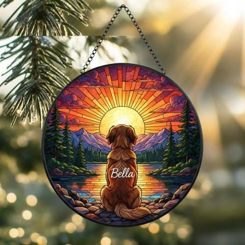 Custom  Golden Retriever dog Memorial Suncatcher, Pet Memorial Gift, Loss of Pet Sympathy Gift, Dog Loss Gift,  Gift For Dog Lovers - image 3