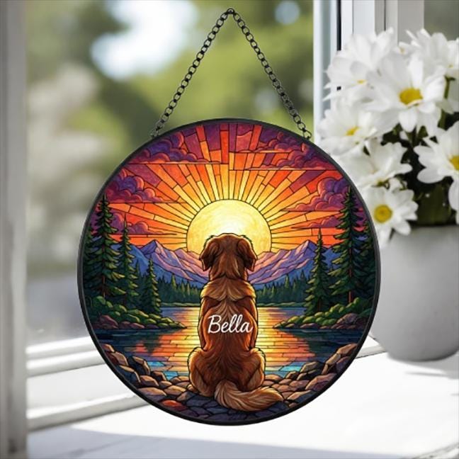 Custom  Golden Retriever dog Memorial Suncatcher, Pet Memorial Gift, Loss of Pet Sympathy Gift, Dog Loss Gift,  Gift For Dog Lovers