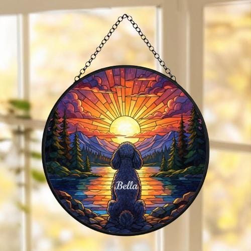 Custom Poodle  dog Memorial Suncatcher, Pet Memorial Gift, Loss of Pet Sympathy Gift, Dog Loss Gift,  Gift For Dog Lovers - image 5