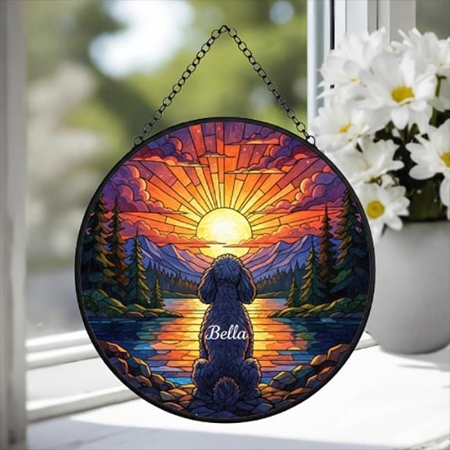Custom Poodle  dog Memorial Suncatcher, Pet Memorial Gift, Loss of Pet Sympathy Gift, Dog Loss Gift,  Gift For Dog Lovers