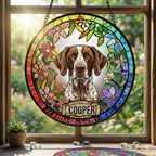 Personalized German Shorthaired Pointer Stained Glass Suncatcher, Custom pet Gift, Dog Cat Remembrance Keepsake, Rainbow Bridge Window Decor