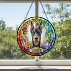 Personalized Doberman Pinscher dog  Stained Glass Suncatcher, Custom pet Gift, Dog Cat Remembrance Keepsake, Rainbow Bridge Window Decor - image 2