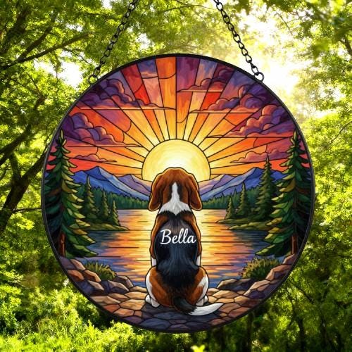 Custom Beagle dog Memorial Suncatcher, Pet Memorial Gift, Loss of Pet Sympathy Gift, Dog Loss Gift,  Gift For Dog Lovers - image 4
