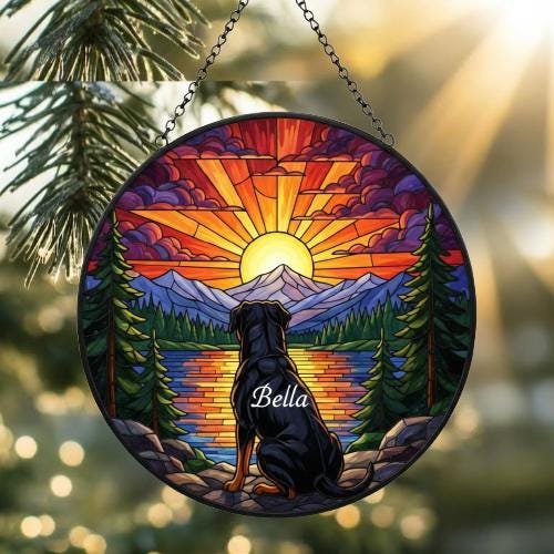 Custom Rottweiler  dog Memorial Suncatcher, Pet Memorial Gift, Loss of Pet Sympathy Gift, Dog Loss Gift,  Gift For Dog Lovers - image 2