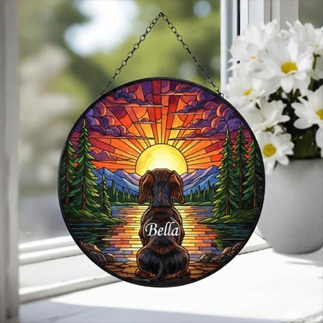 Custom Dachshund dog Memorial Suncatcher, Pet Memorial Gift, Loss of Pet Sympathy Gift, Dog Loss Gift,  Gift For Dog Lovers
