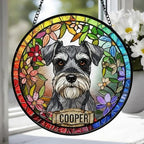 Personalized Miniature Schnauzer  dog  Stained Glass Suncatcher, Custom pet Gift, Dog Cat Remembrance Keepsake, Rainbow Bridge Window Decor - image 3