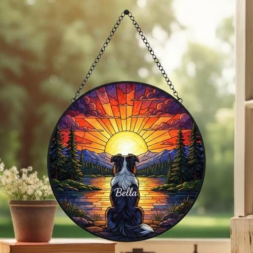 Custom Australian Shepherd dog Memorial Suncatcher, Pet Memorial Gift, Loss of Pet Sympathy Gift, Dog Loss Gift,  Gift For Dog Lovers - image 3