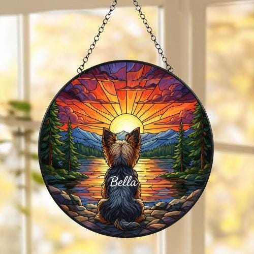 Custom Yorkshire Terrier dog Memorial Suncatcher, Pet Memorial Gift, Loss of Pet Sympathy Gift, Dog Loss Gift,  Gift For Dog Lovers - image 5