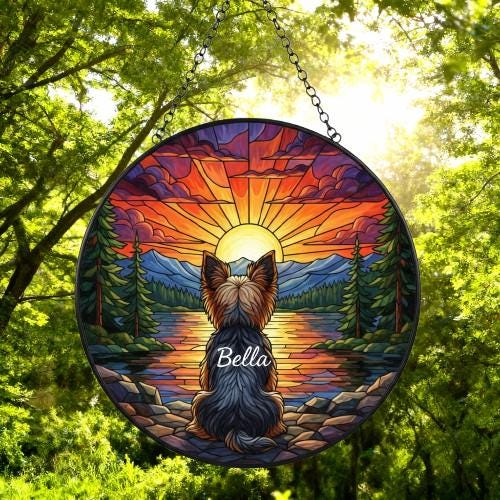 Custom Yorkshire Terrier dog Memorial Suncatcher, Pet Memorial Gift, Loss of Pet Sympathy Gift, Dog Loss Gift,  Gift For Dog Lovers - image 4