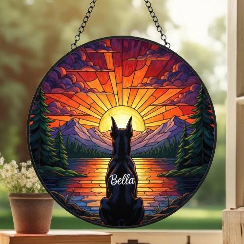 Custom Doberman Pinscher dog Memorial Suncatcher, Pet Memorial Gift, Loss of Pet Sympathy Gift, Dog Loss Gift,  Gift For Dog Lovers - image 3