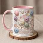 Personalized Craft Sewing Machine Mug, Faux 3D Effect Custom Craft Coffee Mug, Cute Sewing Lover Gift