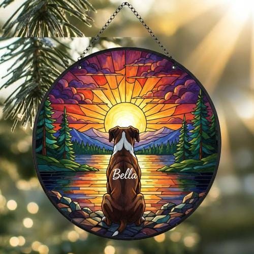 Custom Boxer Dog Memorial Suncatcher, Pet Memorial Gift, Loss of Pet Sympathy Gift, Dog Loss Gift,  Gift For Dog Lovers - image 2