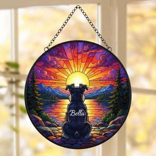 Custom Miniature Schnauzer Dog Memorial Suncatcher, Pet Memorial Gift, Loss of Pet Sympathy Gift, Dog Loss Gift,  Gift For Dog Lovers - image 5