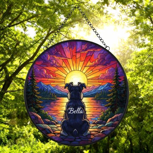 Custom Miniature Schnauzer Dog Memorial Suncatcher, Pet Memorial Gift, Loss of Pet Sympathy Gift, Dog Loss Gift,  Gift For Dog Lovers - image 4