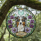Custom Australian Shepherd Dog Portrait Stained Glass Suncatcher, Personalized Pet Memorial Photo Suncatcher,Dog Loss Keepsake,Pet Loss Gift - image 3