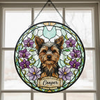 Custom Yorkshire Terrier Dog Portrait Stained Glass Suncatcher, Personalized Pet Memorial Photo Suncatcher, Dog Loss Keepsake,Pet Loss Gift - image 3