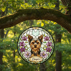 Custom Yorkshire Terrier Dog Portrait Stained Glass Suncatcher, Personalized Pet Memorial Photo Suncatcher, Dog Loss Keepsake,Pet Loss Gift - image 4