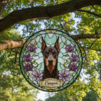 Custom Doberman Pinscher Dog Portrait Stained Glass Suncatcher, Personalized Pet Memorial Photo Suncatcher, Dog Loss Keepsake,Pet Loss Gift - image 4