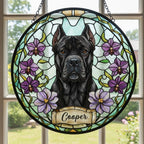 Custom Cane Corso  Dog Portrait Stained Glass Suncatcher,Personalized Pet Memorial Photo Suncatcher, Dog Loss Keepsake,Pet Loss Gift