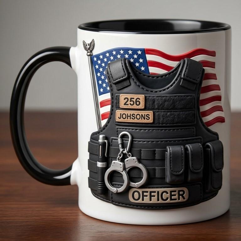Personalized Police Bulletproof Vest Mug, Officer Uniform Cup, Policemen Coffee Mugs, Gift for Him - image 2
