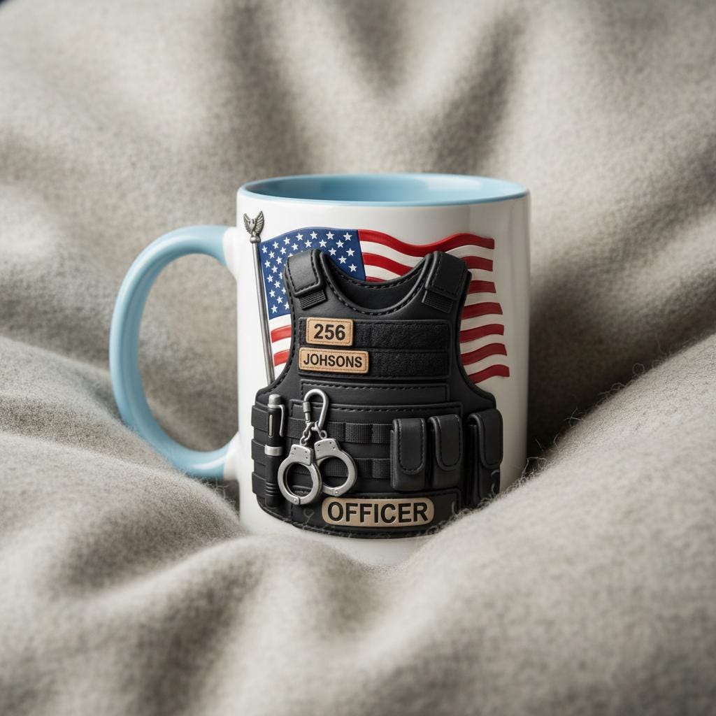Personalized Police Bulletproof Vest Mug, Officer Uniform Cup, Policemen Coffee Mugs, Gift for Him - image 3