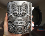 Personalized Mechanic V8 Engine Mug, Handyman Gift, Custom Name Workshop Cup, Gift for Dad Grandpa