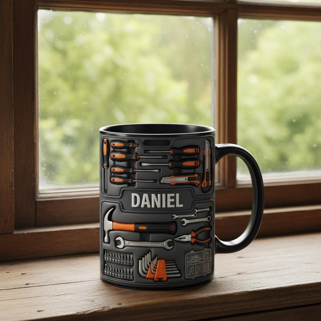 Personalized Tool Mechanic Coffee Mug, Handyman Gift, Custom Name Workshop Cup, Gift for Dad Grandpa - image 2