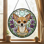 Custom Chihuahua  Dog Portrait Stained Glass Suncatcher, Personalized Pet Memorial Photo Suncatcher, Dog Loss Keepsake, Pet Loss Gift - image 5