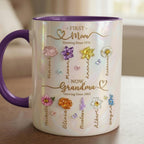 Personalized Mom Grandma Flowers Mug, Mother's Day Gifts, Grandmas Garden, Faux Crystal 3D Effect - image 3