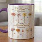 Personalized Mom Grandma Flowers Mug, Faux Crystal 3D Effect Cup, Mother's Day Gifts, Grandmas Garden