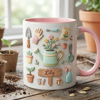 Personalized Gardening Accent Mug, Gift for Mom Grandma, Faux 3D Effect Mug - image 2