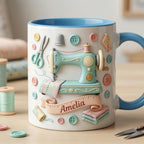 Personalized Sewing Faux 3D Effect Mug, Love Crocheting Coffee Mug, Handmade Craft Mug - image 4