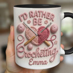 Personalized I'd Rather Be Crocheting Mug, Faux 3D Effect Accent Mug, Gift For Crochet Lovers - image 4