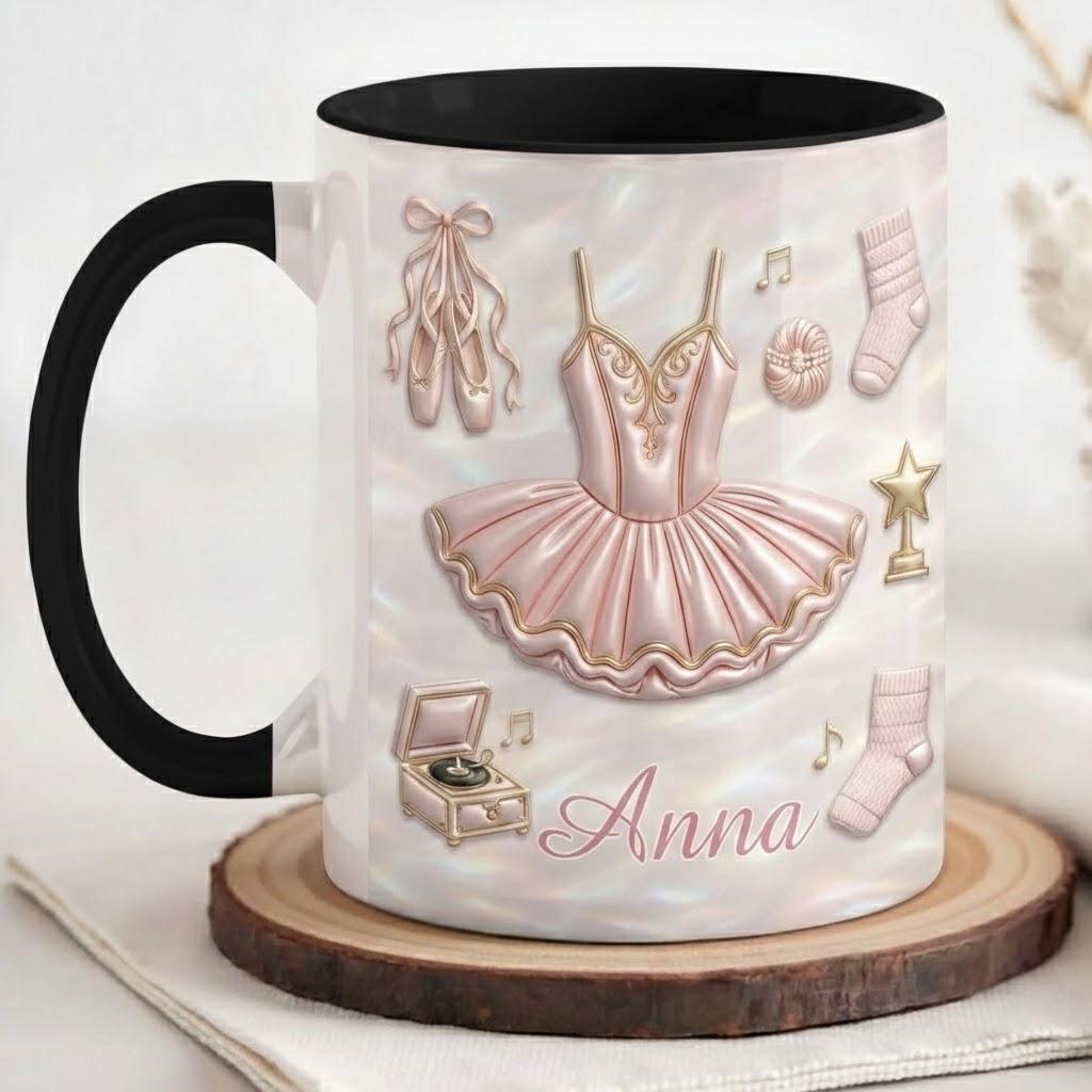 Personalized Dance Ballet Faux 3D Effect Accent Mug, Elegant Dancer Coffee Cup, Ballet Lover Gift - image 3