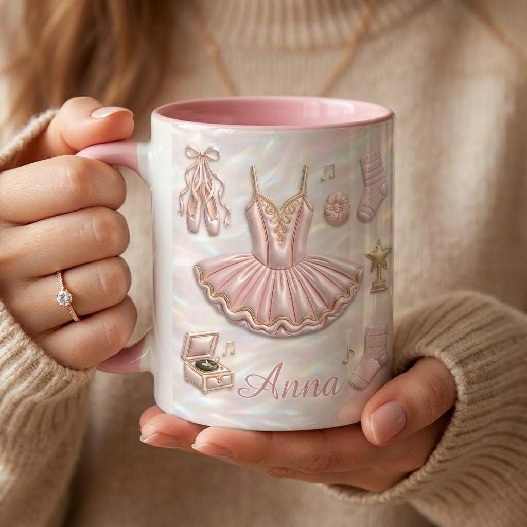 Personalized Dance Ballet Faux 3D Effect Accent Mug, Elegant Dancer Coffee Cup, Ballet Lover Gift - image 2