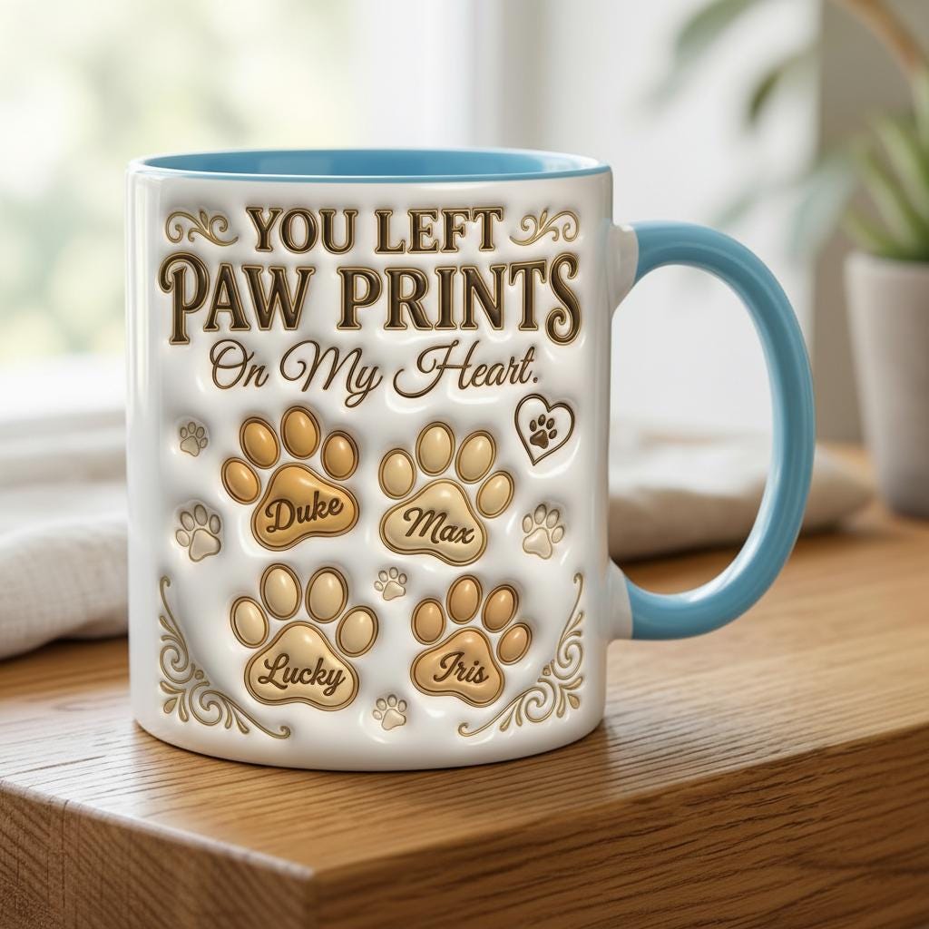 Custom Dog Mug, Personalized Dog Owner Coffee Cup, You Left Paw Prints On My Heart - image 3