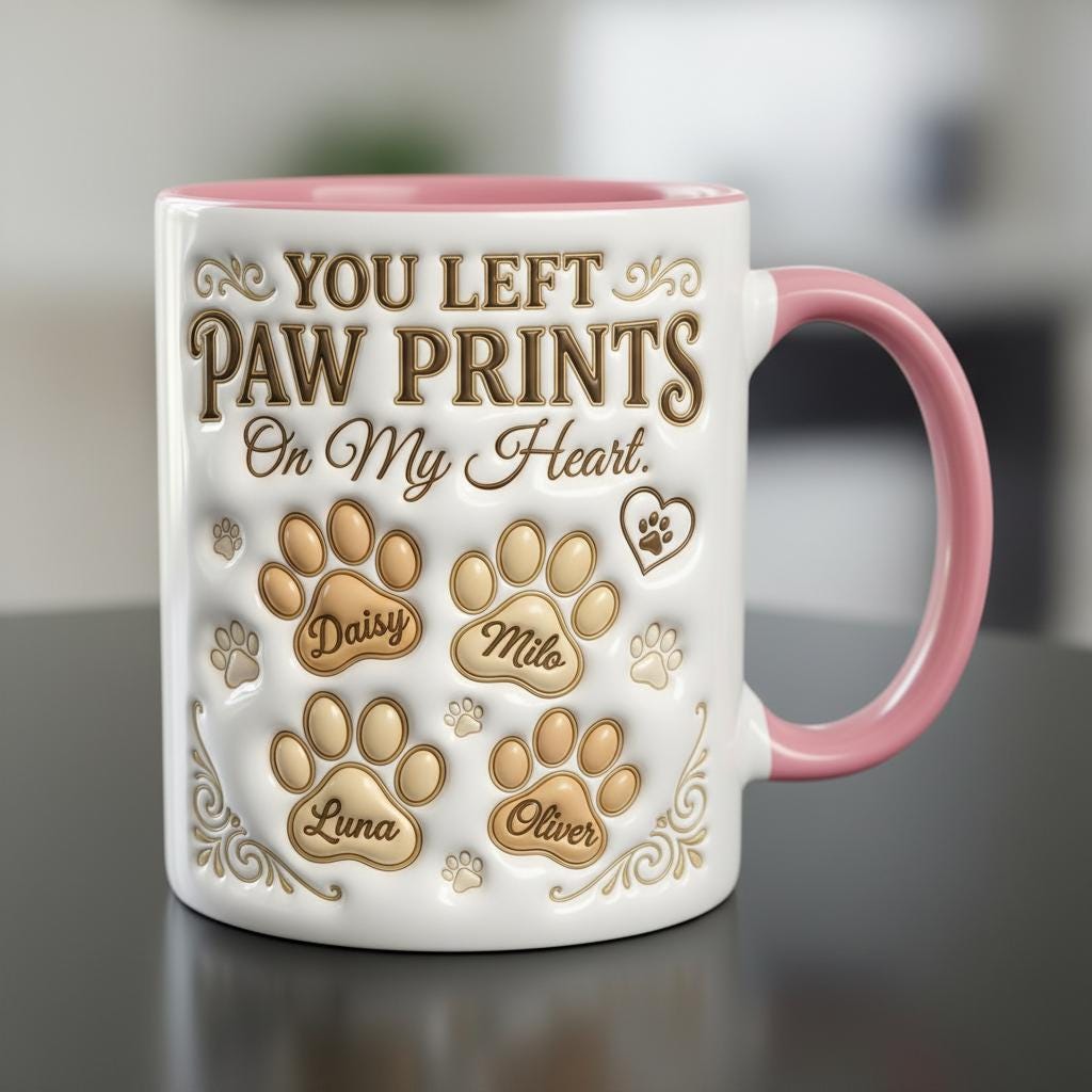Custom Dog Mug, Personalized Dog Owner Coffee Cup, You Left Paw Prints On My Heart - image 4