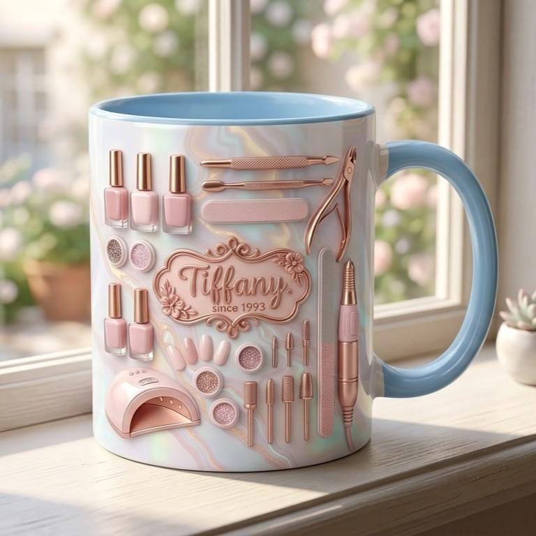 Custom Name Nail Tech Coffee Mug, Nail Salon Manicurist Owner Accent Mug, Gift for Nail Artist - image 3