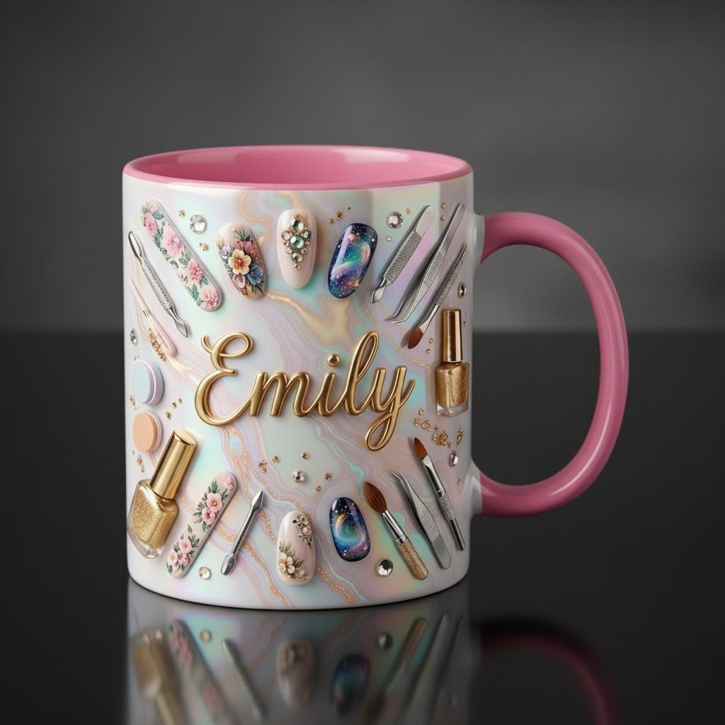 Custom Name Nail Tech Coffee Mug, Manicurist Nail Salon Owner Accent Mug, Gift for Nail Artist - image 3