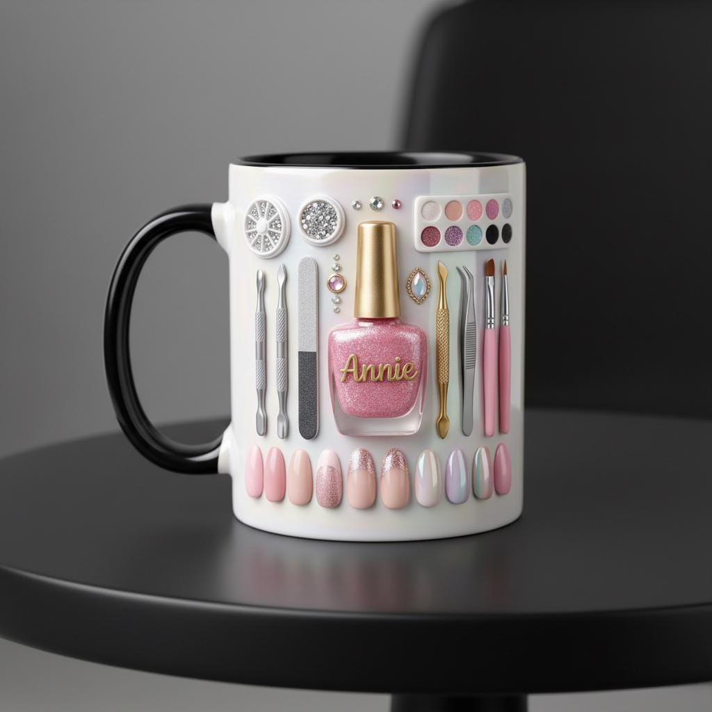 Custom Name Nail Tech Coffee Mug, Personalized Nail Salon Owner Accent Mug, Gift for Nail Artist - image 4