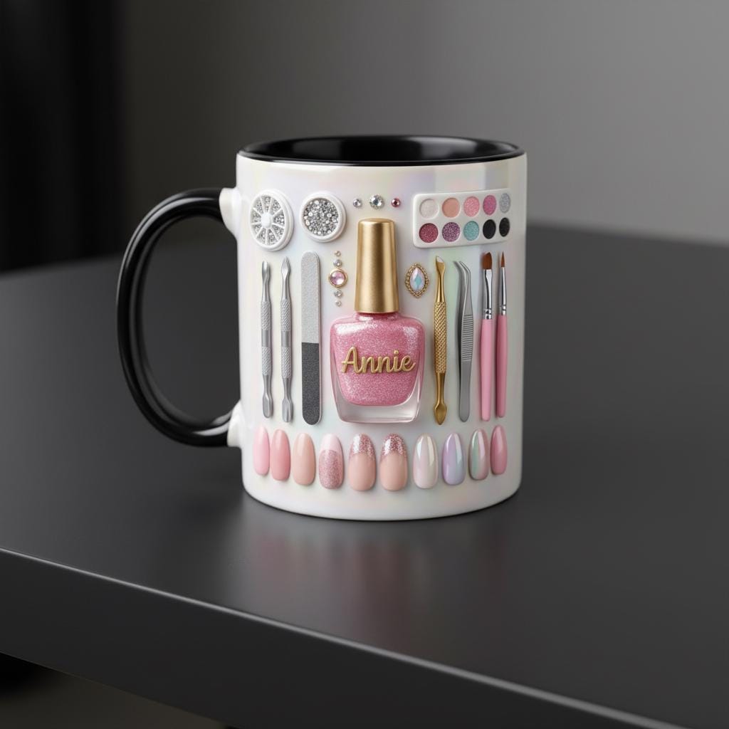 Custom Name Nail Tech Coffee Mug, Personalized Nail Salon Owner Accent Mug, Gift for Nail Artist - image 3