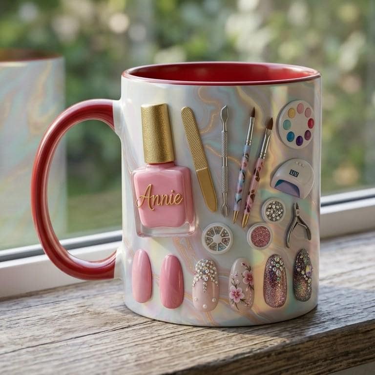 Custom Name Nail Tech Coffee Mug, Personalized Nail Salon Owner Accent Mug, Gift for Manicurist - image 2