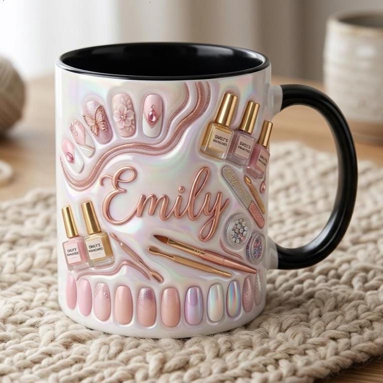 Custom Name Nail Tech Coffee Mug, Nail Salon Owner Manicurist Accent Mug, Gift for Nail Artist - image 2